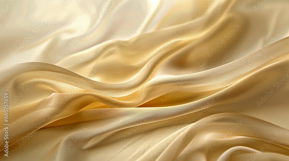 Fototapeta premium Smooth beige fabric, delicate waves, elegant drapery, minimalistic luxury