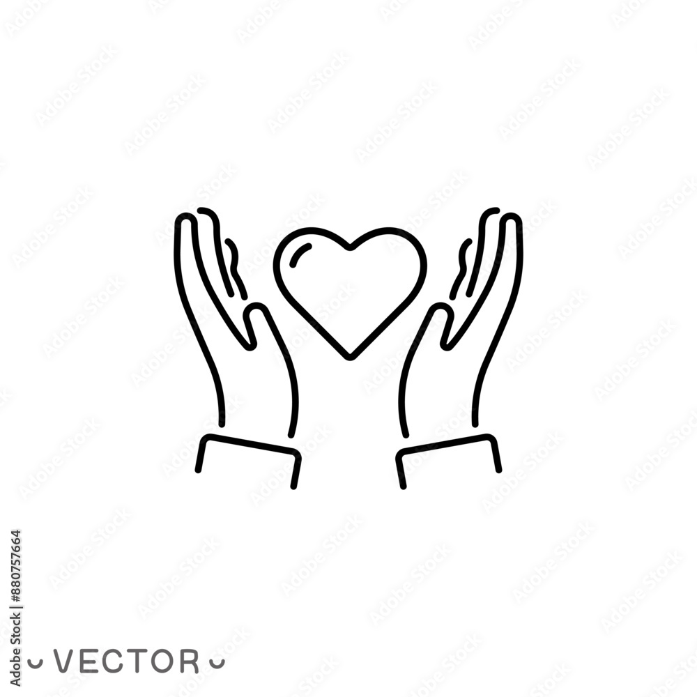 hands holding heart icon, concept charity or donate, health family care or insurance, thin line symbol isolated on white background, editable stroke eps 10 vector illustration hands holding heart icon, concept charity or donate, health family care or insurance, thin line symbol isolated on white background, editable stroke eps 10 vector illustration