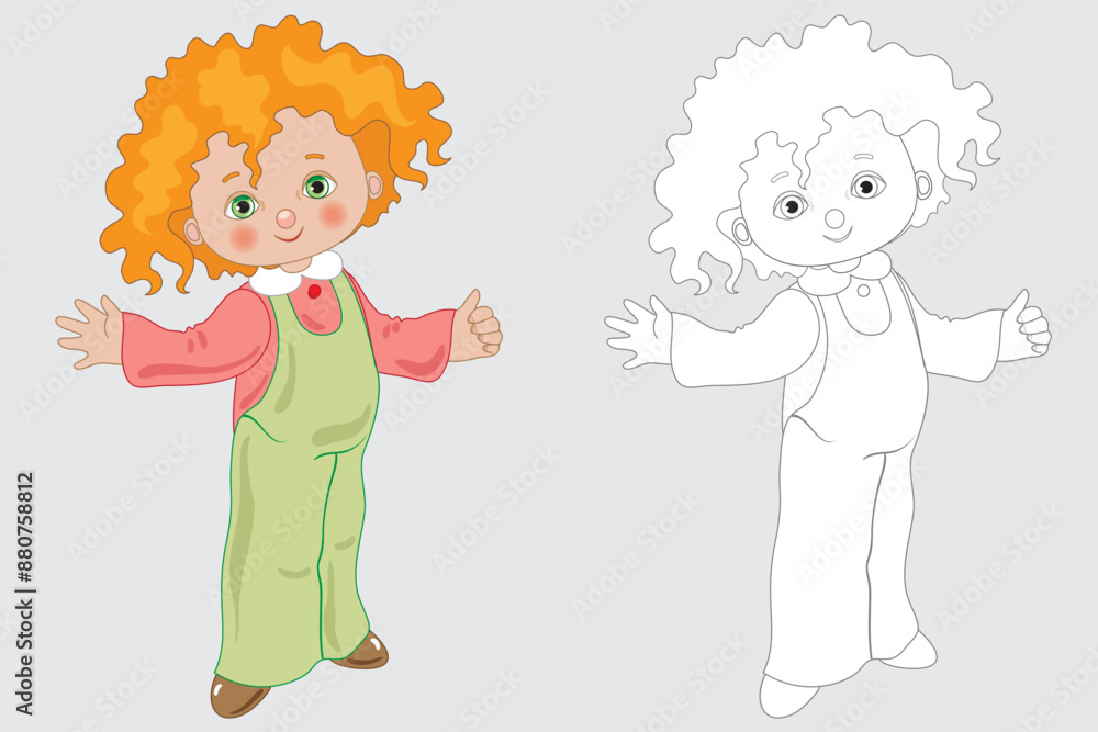 Illustration of a doll to paint with sweater and trousers Illustration of a doll to paint with sweater and trousers