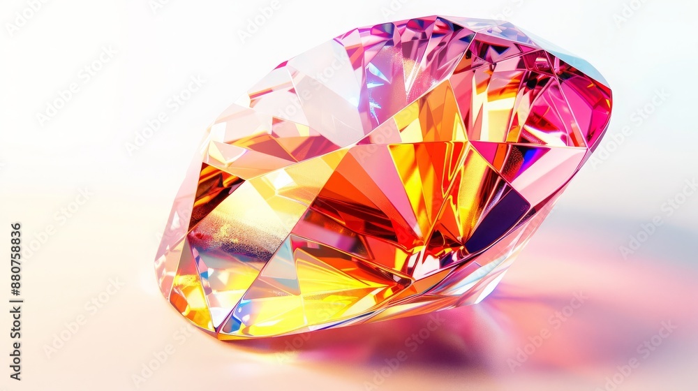 3D Vibrant Modern Art Illustration of a Radiant Gemstone Isolated on White Background 3D Vibrant Modern Art Illustration of a Radiant Gemstone Isolated on White Background