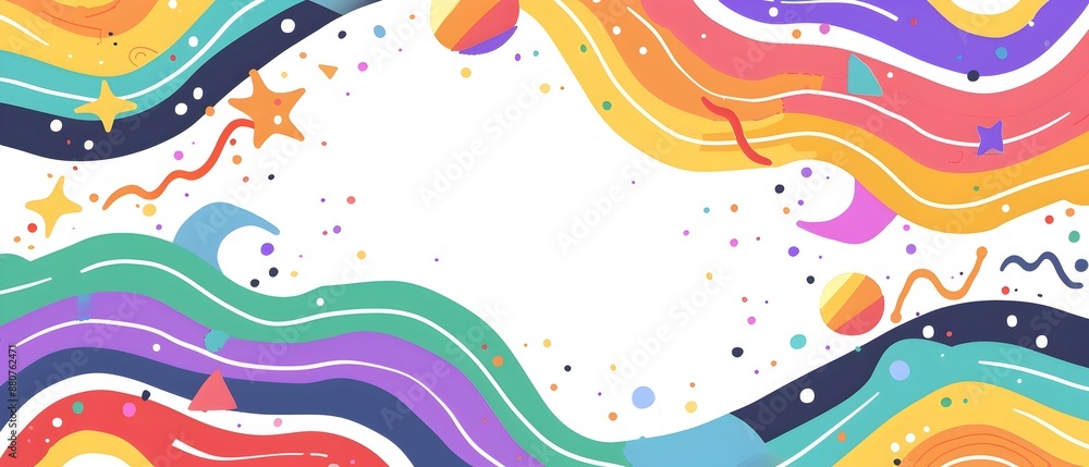Minimalist Pride Month Doodle Border Design with Blank Copy Space Minimalist Pride Month Doodle Border Design with Blank Copy Space