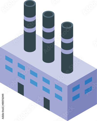 Large industrial plant building with three chimneys, representing manufacturing and heavy industry