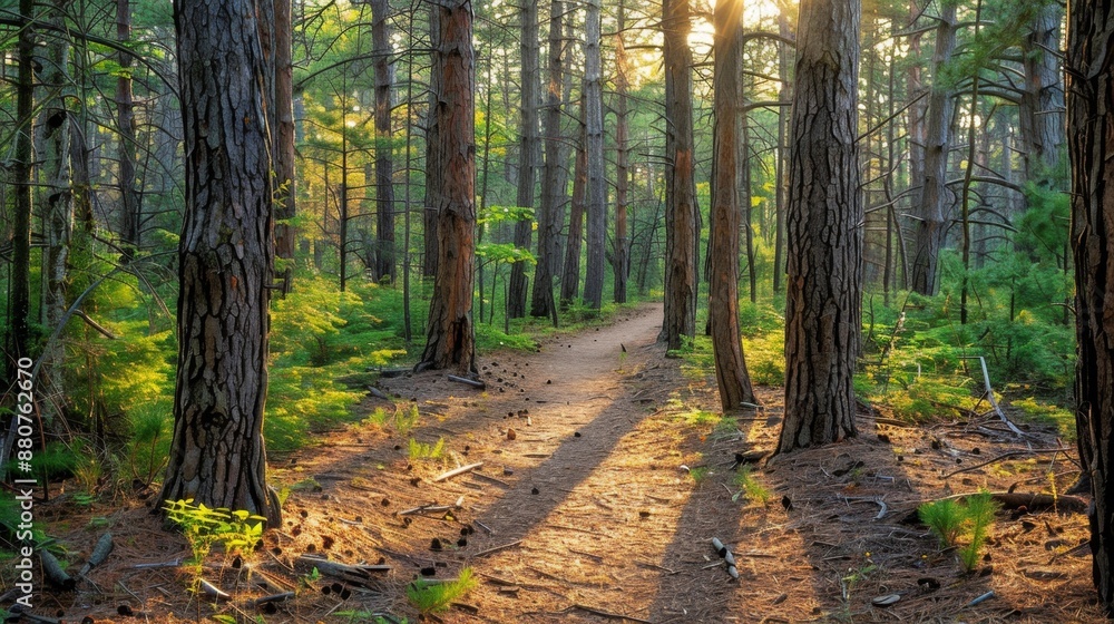 Sunlit Forest Path.