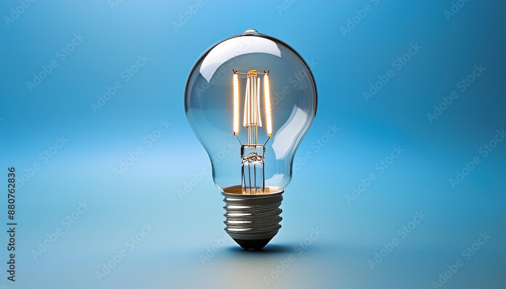 Incandescent light bulb on blue background. Creative concept, innovation technology success Incandescent light bulb on blue background. Creative concept, innovation technology success