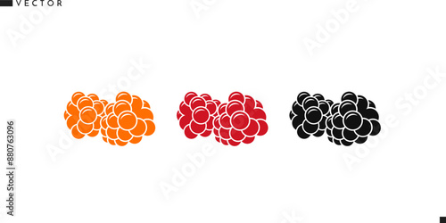 Yellow red and black raspberries. Abstract berries