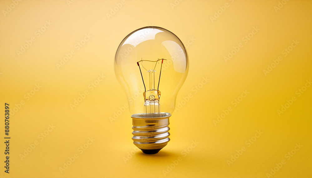 Incandescent light bulb on yellow background. Creative concept, innovation technology success Incandescent light bulb on yellow background. Creative concept, innovation technology success