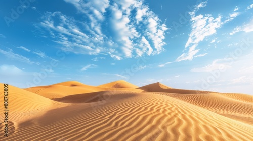 Desert Dunes Under Blue Sky.