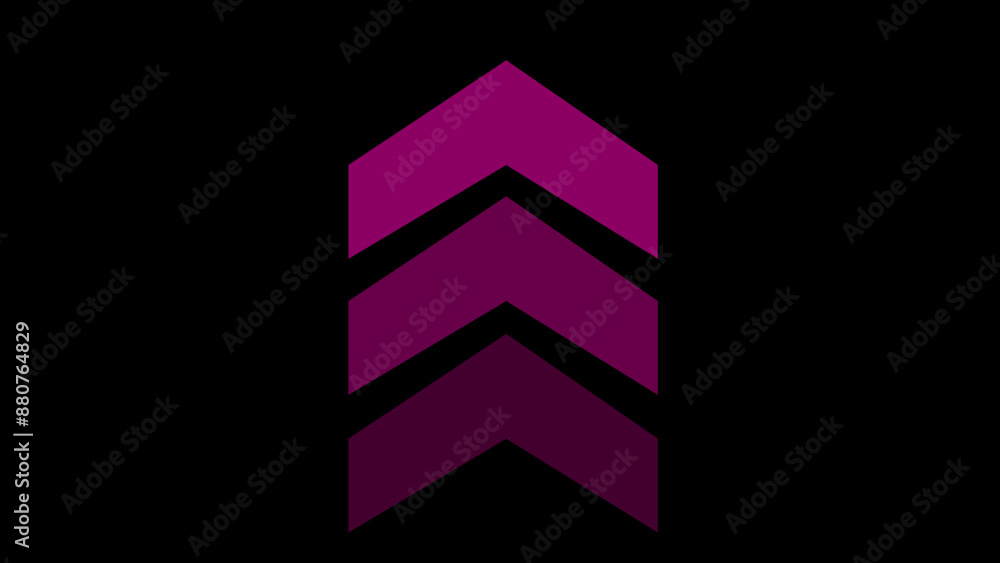 Animation of sweep arrow icon, upward and transparent with black background with pink swipe up pointing arrow icon. Up direction animated arrow . Animation of sweep arrow icon, upward and transparent with black background with pink swipe up pointing arrow icon. Up direction animated arrow .