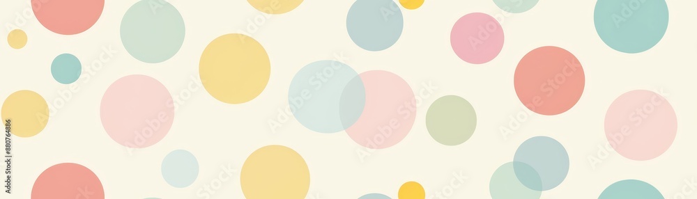 Abstract pastel-colored polka dot pattern background featuring large and small circles on a light beige canvas, perfect for design and decoration. Abstract pastel-colored polka dot pattern background featuring large and small circles on a light beige canvas, perfect for design and decoration.