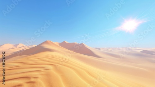 Desert Landscape with Sun Flare.