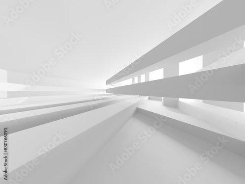 Abstract light corridor interior. Futuristic architecture background