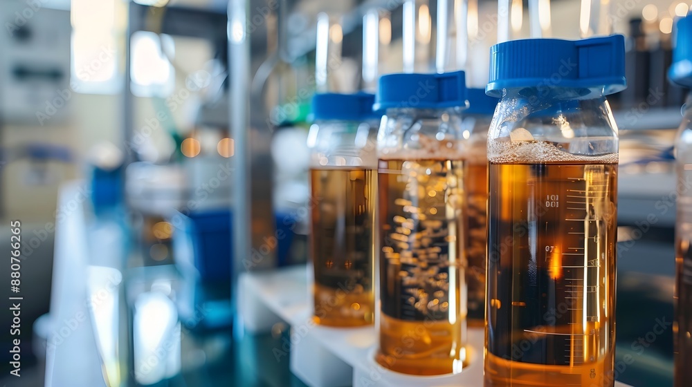 Modern laboratory testing water samples from industrial plant for wastewater treatment control Modern laboratory testing water samples from industrial plant for wastewater treatment control