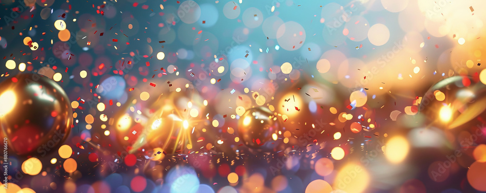 A modern 2025 Happy New Year banner with sleek typography, sparkling lights, and a backdrop of shimmering confetti and balloons. A modern 2025 Happy New Year banner with sleek typography, sparkling lights, and a backdrop of shimmering confetti and balloons.