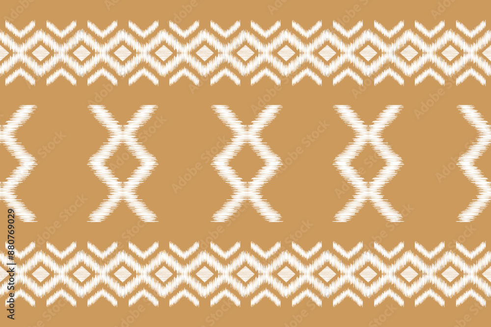 Traditional Ethnic ikat motif fabric pattern geometric style.African Ikat embroidery Ethnic oriental pattern brown cream background wallpaper. Abstract,vector,illustration.Texture,frame,decoration. Traditional Ethnic ikat motif fabric pattern geometric style.African Ikat embroidery Ethnic oriental pattern brown cream background wallpaper. Abstract,vector,illustration.Texture,frame,decoration.