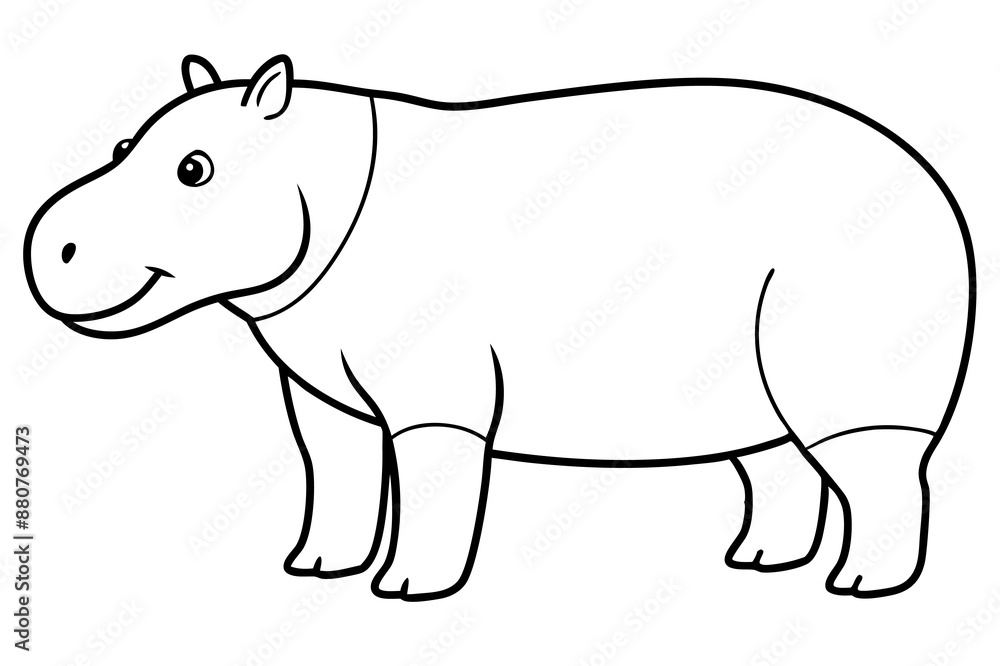Fototapeta premium Hippopotamus Line Art Vector Illustration | Cartoon, Clipart & Line Art Design