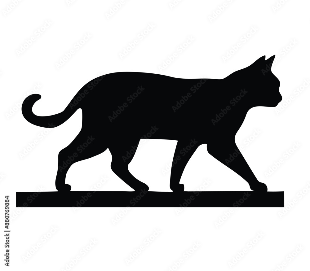 Silhouette design of a walking cat, vector illustration. Silhouette design of a walking cat, vector illustration.
