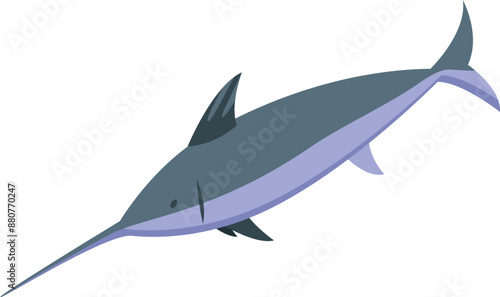Illustration of an atlantic sailfish swimming underwater and hunting