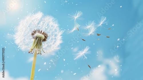 Dandelion Seeds Floating in the Wind