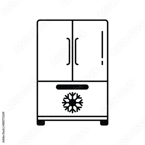 fridge glyph icon with white background vector stock illustration