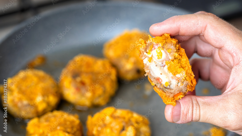 Crispy Eggplant Patties with Mozzarella Filling Crispy Eggplant Patties with Mozzarella Filling