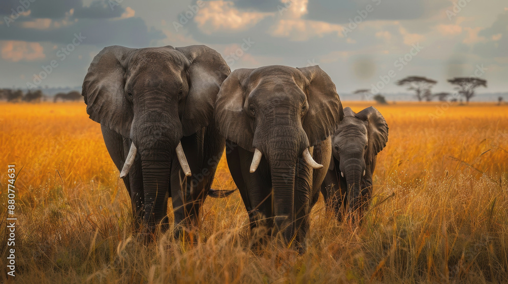 Fototapeta premium World Elephant Protection Day. elephants in the wild