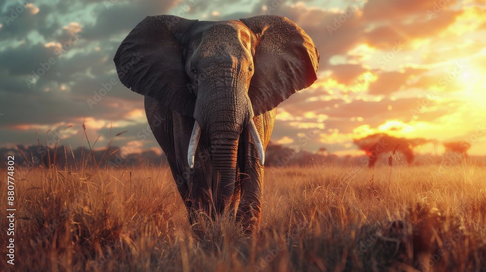 Naklejka premium World Elephant Protection Day. elephants in the wild