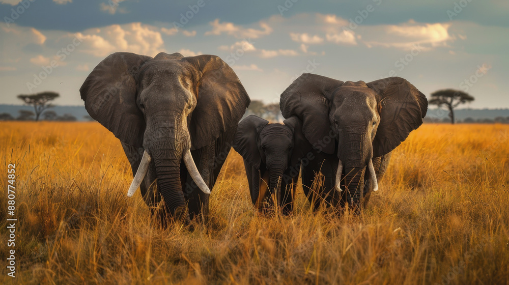 Fototapeta premium World Elephant Protection Day. elephants in the wild