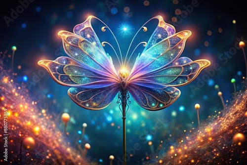 Flower like fantasy structure made of glowing butterfly wings, Flower, structure, fantasy, made, wings photo