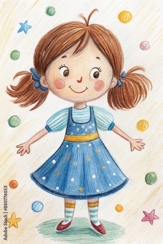 Delightful Girl Illustration for Children's Books and Creative Projects Delightful Girl Illustration for Children's Books and Creative Projects