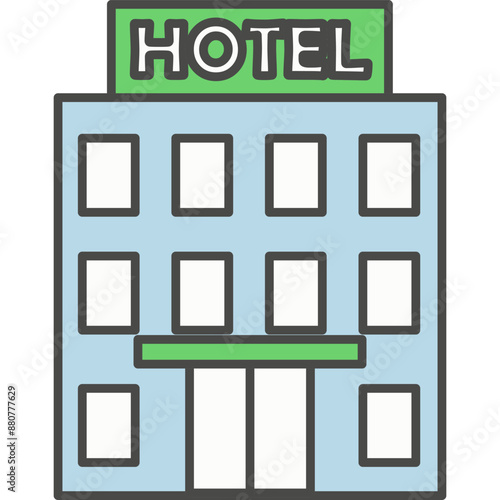 Hotel building vector icon isolated