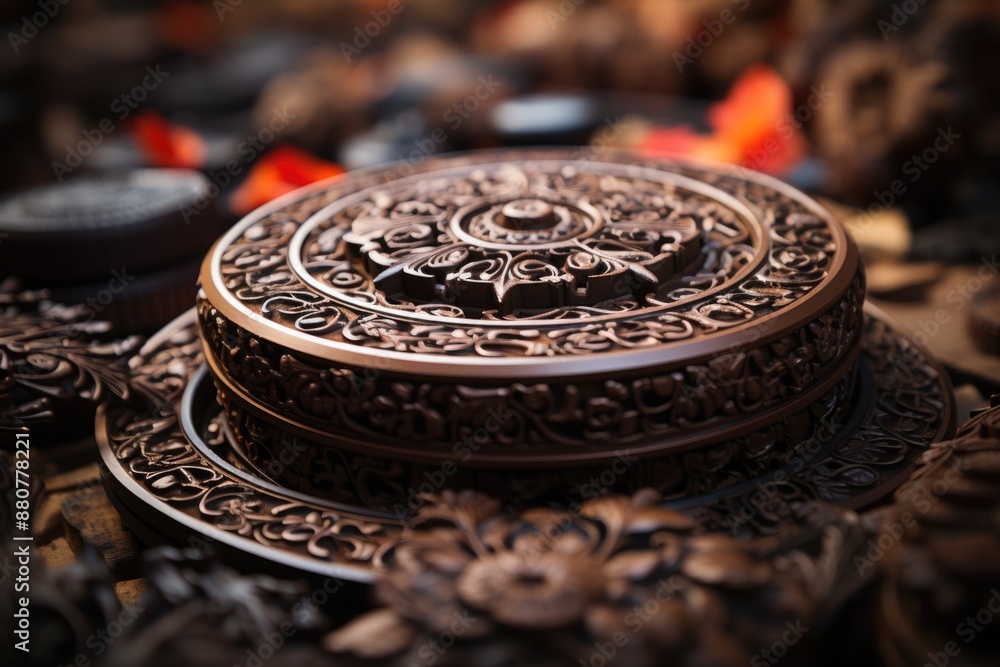 Circular pattern in the form of a decorative pattern of decorative symbol of the, generative IA Circular pattern in the form of a decorative pattern of decorative symbol of the, generative IA
