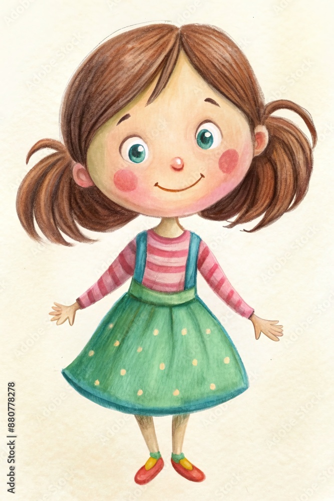 Delightful Girl Illustration for Children's Books and Creative Projects Delightful Girl Illustration for Children's Books and Creative Projects