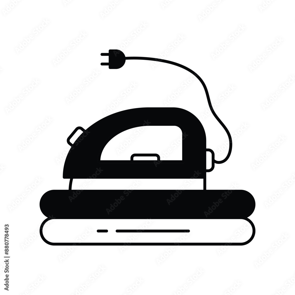 iron glyph icon with white background vector stock illustration iron glyph icon with white background vector stock illustration
