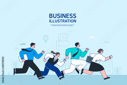 Business concept vector line illustration
