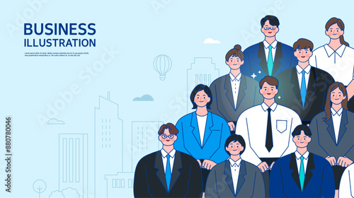 Business concept vector line illustration
