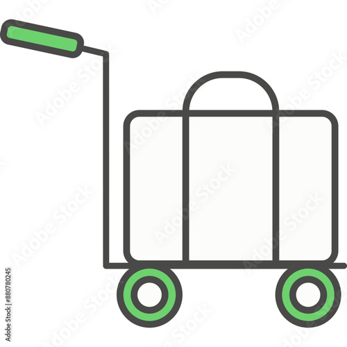 Travel luggage on trolley cart vector icon