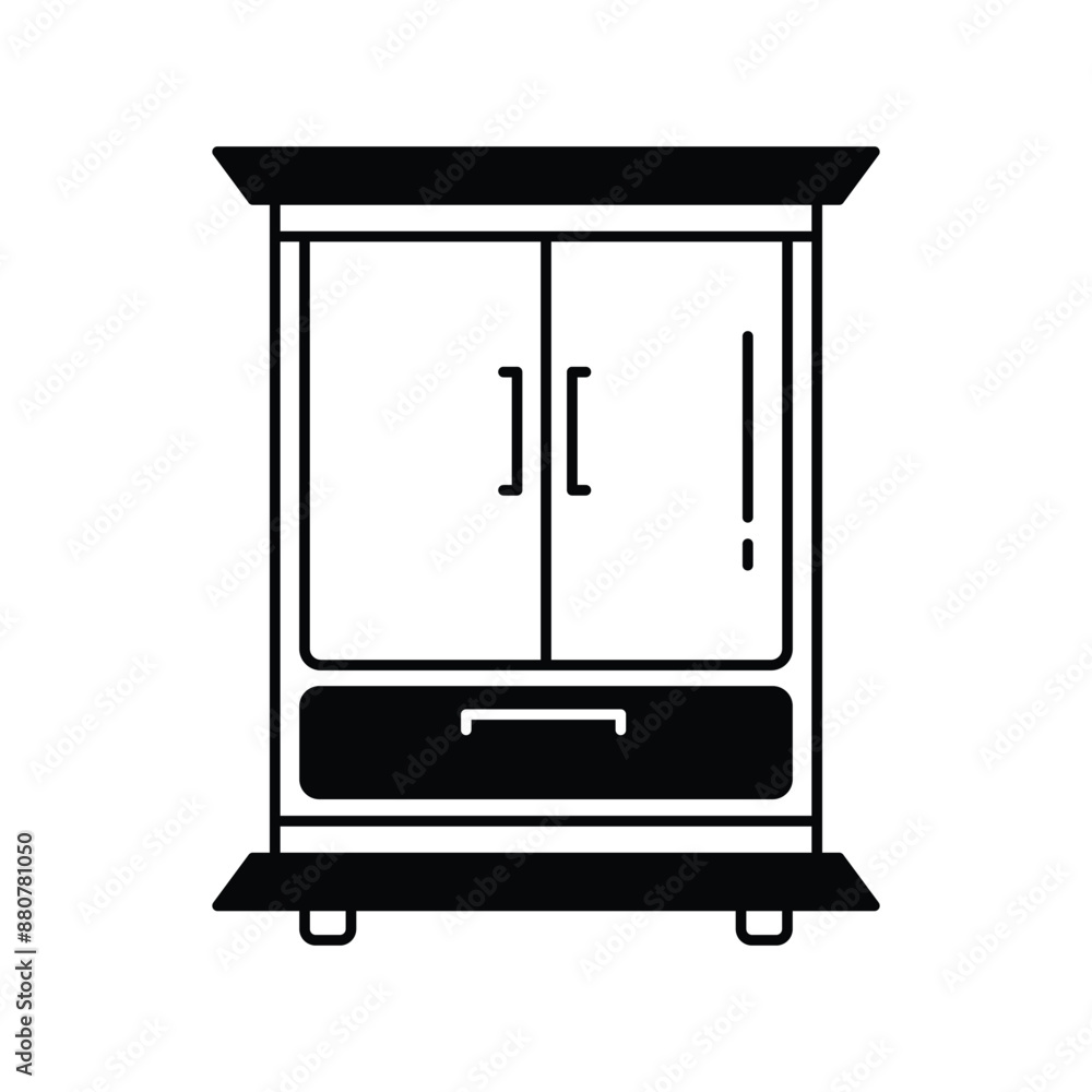 cupboard glyph icon with white background vector stock illustration cupboard glyph icon with white background vector stock illustration