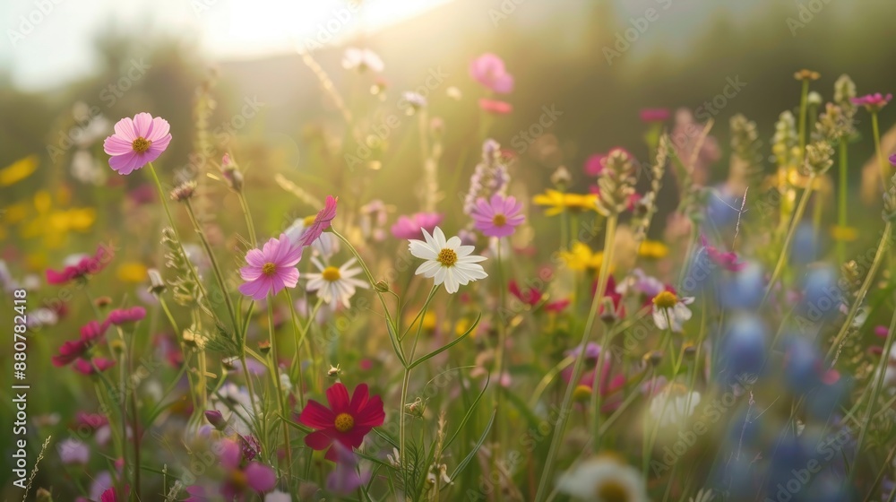 Wildflowers grow in the wild without intentional planting Wildflowers grow in the wild without intentional planting