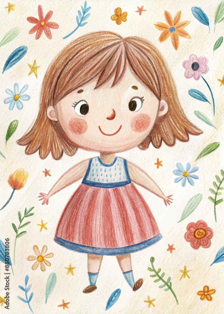 Delightful Girl Illustration for Children's Books and Creative Projects Delightful Girl Illustration for Children's Books and Creative Projects