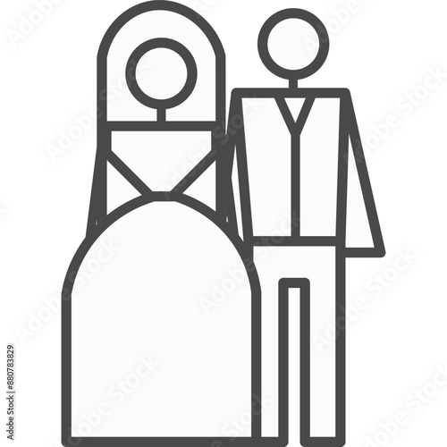 Bride and groom newlyweds vector icon