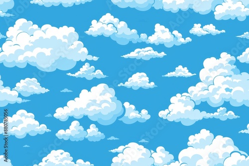 Sky with clouds seamless pattern, cartoon style