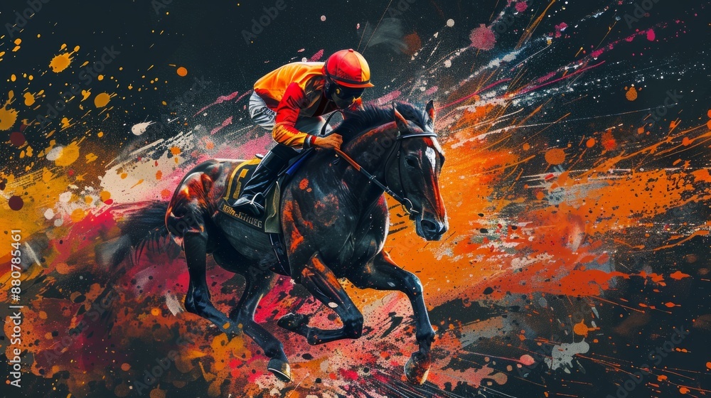 Fototapeta premium A Racehorse In Motion Abstract