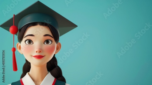 a beautiful woman who is happy to graduate from university in traditional clothes wearing hats photo