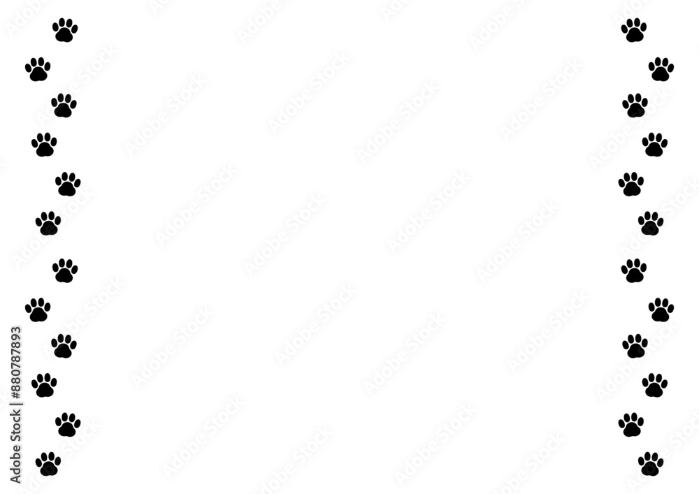 Obraz premium 猫の足跡 フレーム シンプル 黒