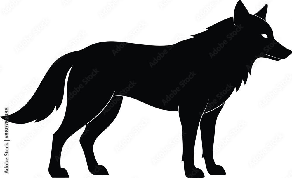 Obraz premium wolf silhouette, wolf black silhouette vector