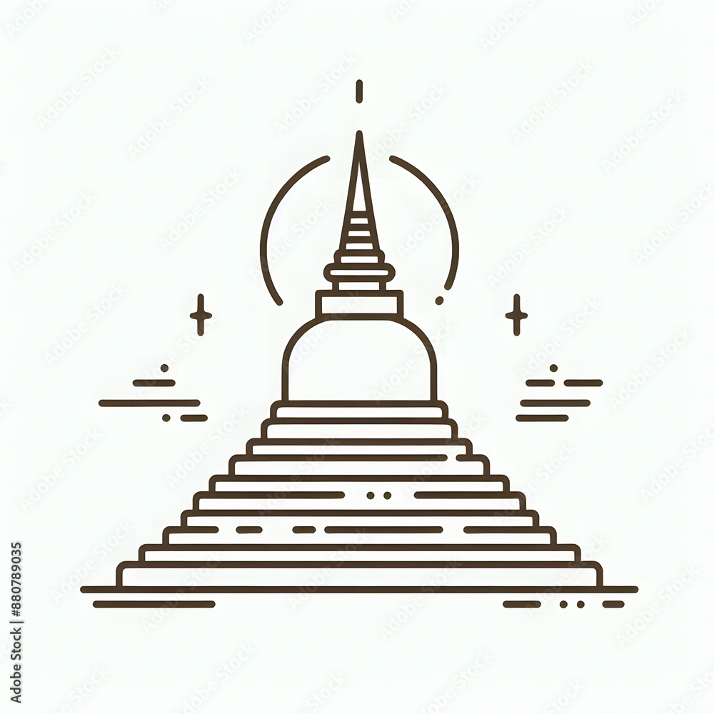 AI Generate of Simple design of One Line Icon Depicting of Buddha's Stupa, Isolated in White AI Generate of Simple design of One Line Icon Depicting of Buddha's Stupa, Isolated in White