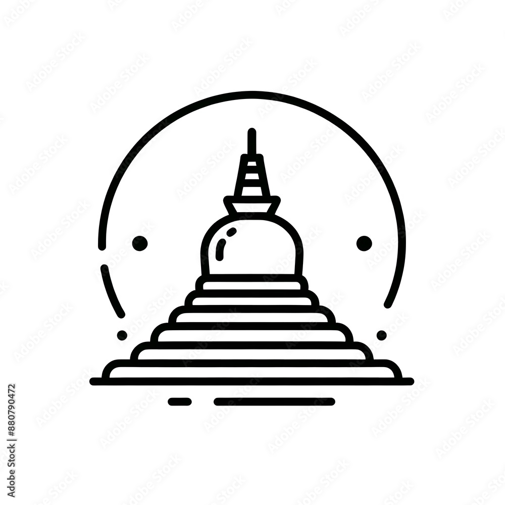 AI Generate of Simple design of One Line Icon Depicting of Buddha's Stupa, Isolated in White AI Generate of Simple design of One Line Icon Depicting of Buddha's Stupa, Isolated in White