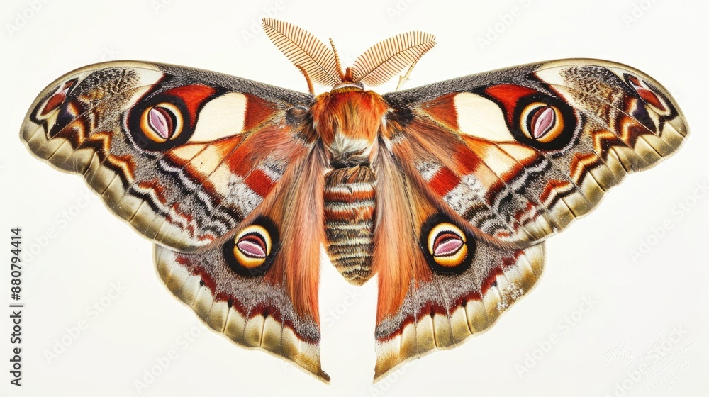 Fototapeta premium Close-up of a moth on a white background, suitable for use in nature or science educational materials