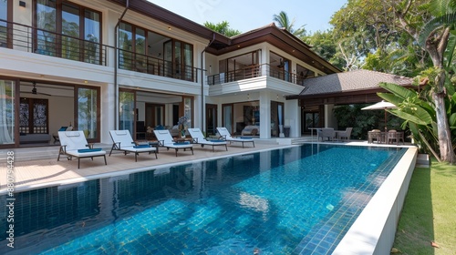 Opulent Mansion with Private Pool - Focus Cover All Objects, Deep Depth of Field