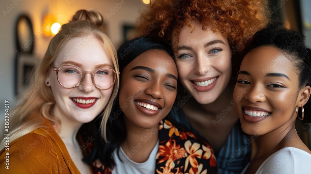 Group of females standing side by side, possibly friends or colleagues Group of females standing side by side, possibly friends or colleagues